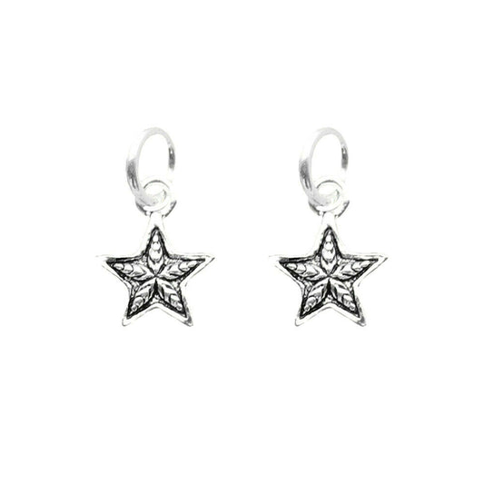 2 Sterling Silver Retro Small Starfish Star Charms Pendants - sugarkittenlondon