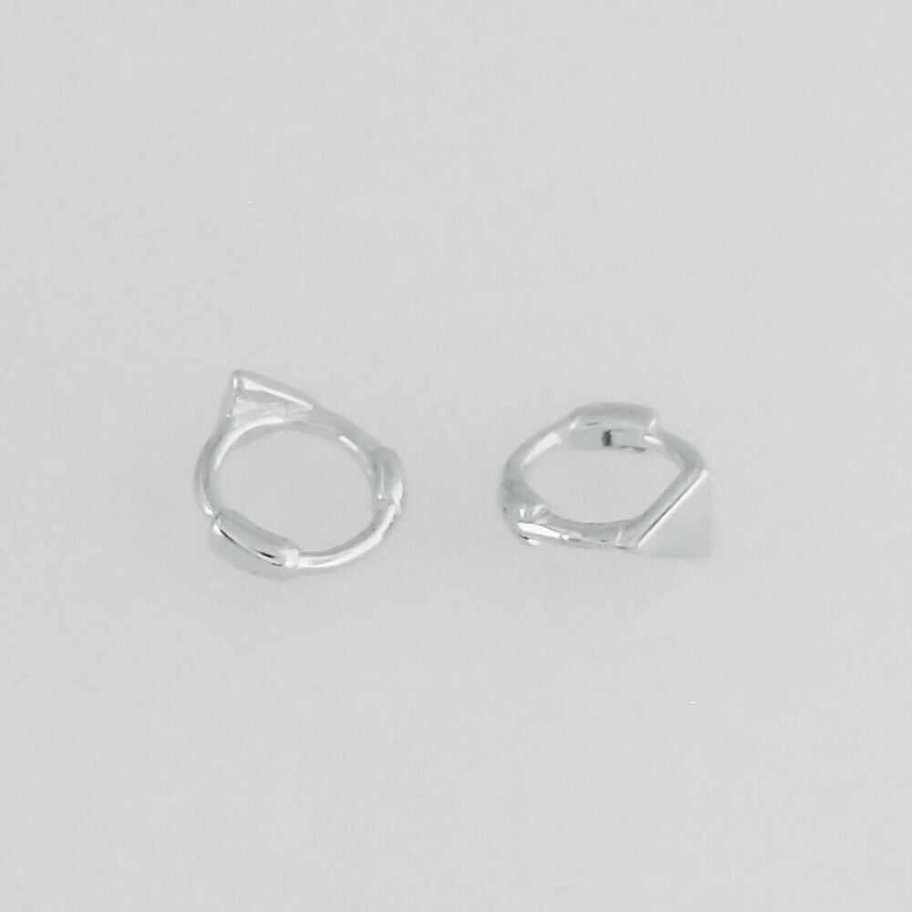 Sterling Silver Mini Hoop Plain Star Square Triangle Huggie Hinged Earrings - sugarkittenlondon