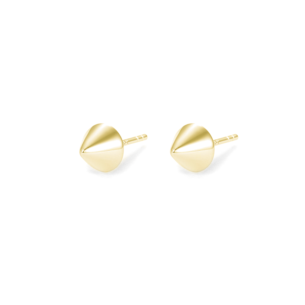 18K Gold on Sterling Silver Small Hollow Punk Circular Cone Spike Stud Earrings - sugarkittenlondon