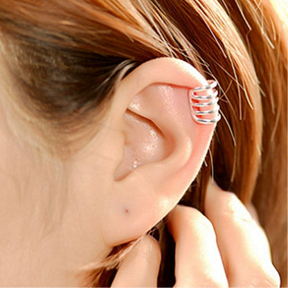 Sterling Silver No Piercing Clip Ear Cuff Edge Helix Earrings 4 & 5 Lines - sugarkittenlondon