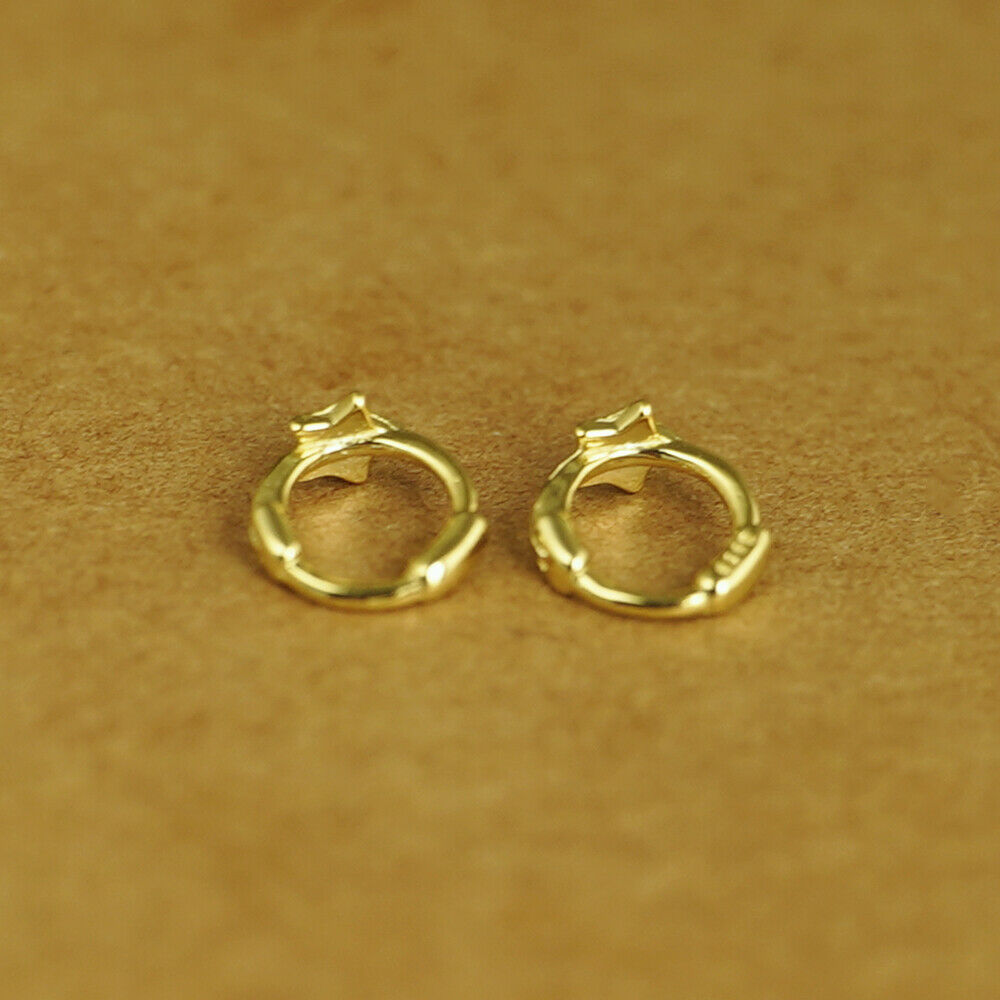 18K Gold Hinged Hoop Earrings with Mini Star, Square, and Triangle Shapes - sugarkittenlondon