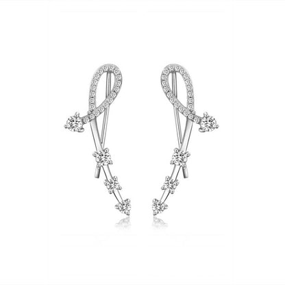 Sterling Silver Music Note Love Arrow CZ Cuff Climber Crawler Earrings - sugarkittenlondon