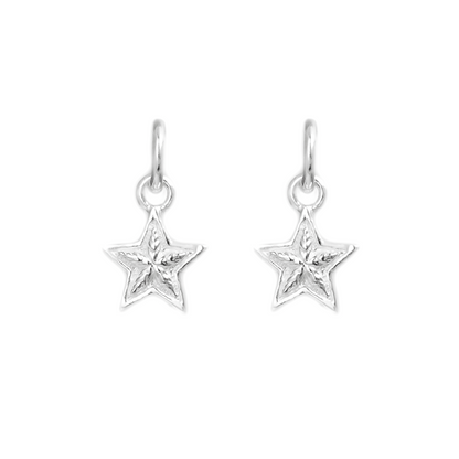 2 Sterling Silver Small Starfish Star Charms Pendants - sugarkittenlondon