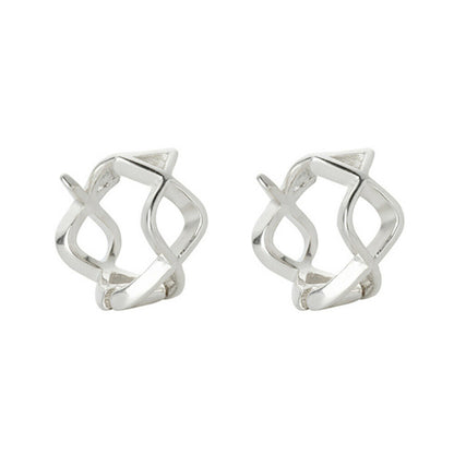 Sterling Silver 925 Criss Cross Infinity Twist Wire Hoop Huggie Earrings Boxed - sugarkittenlondon