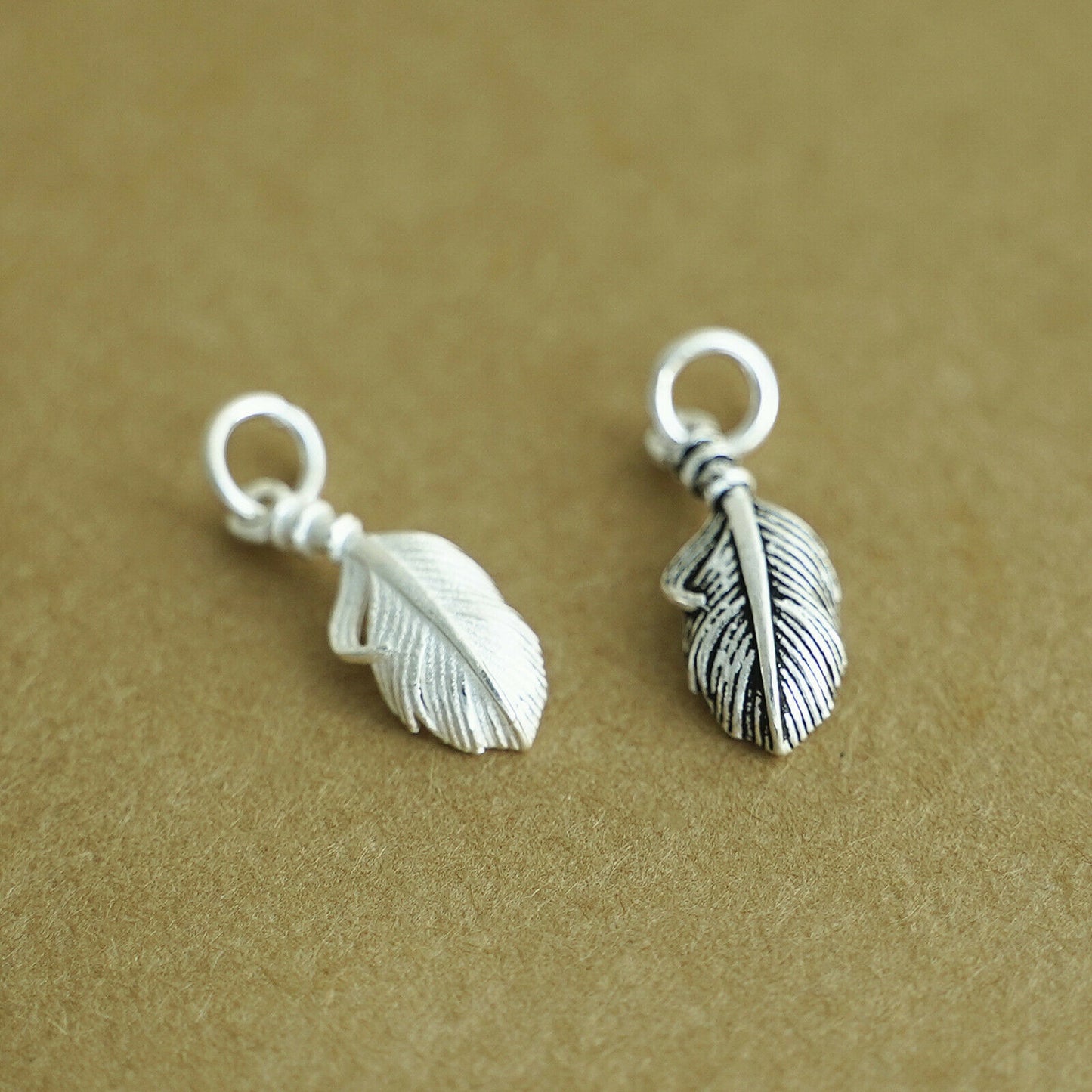 Sterling Silver Feather Angel Leaf Wing Charm Pendant For Necklace Bracelet I - sugarkittenlondon