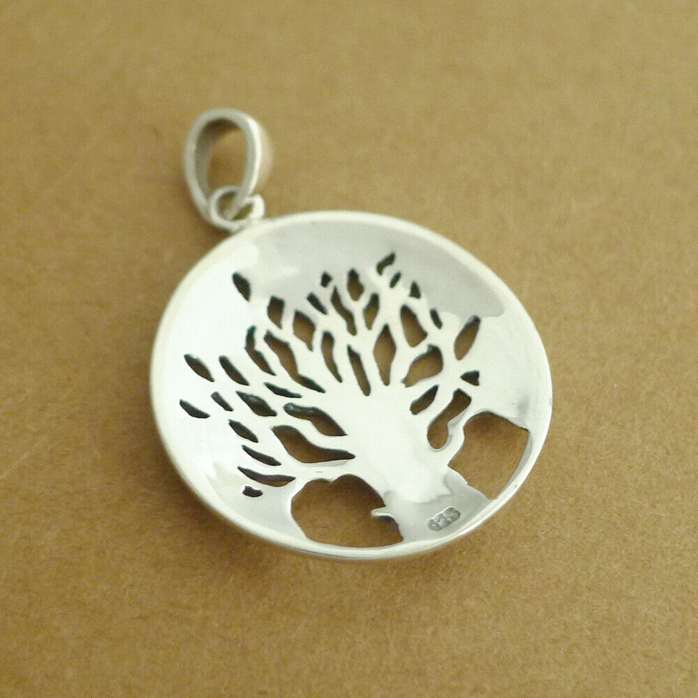 Sterling Silver Oxidized Filigree Tree Of Life Circle Dome Pendant 25mm - sugarkittenlondon