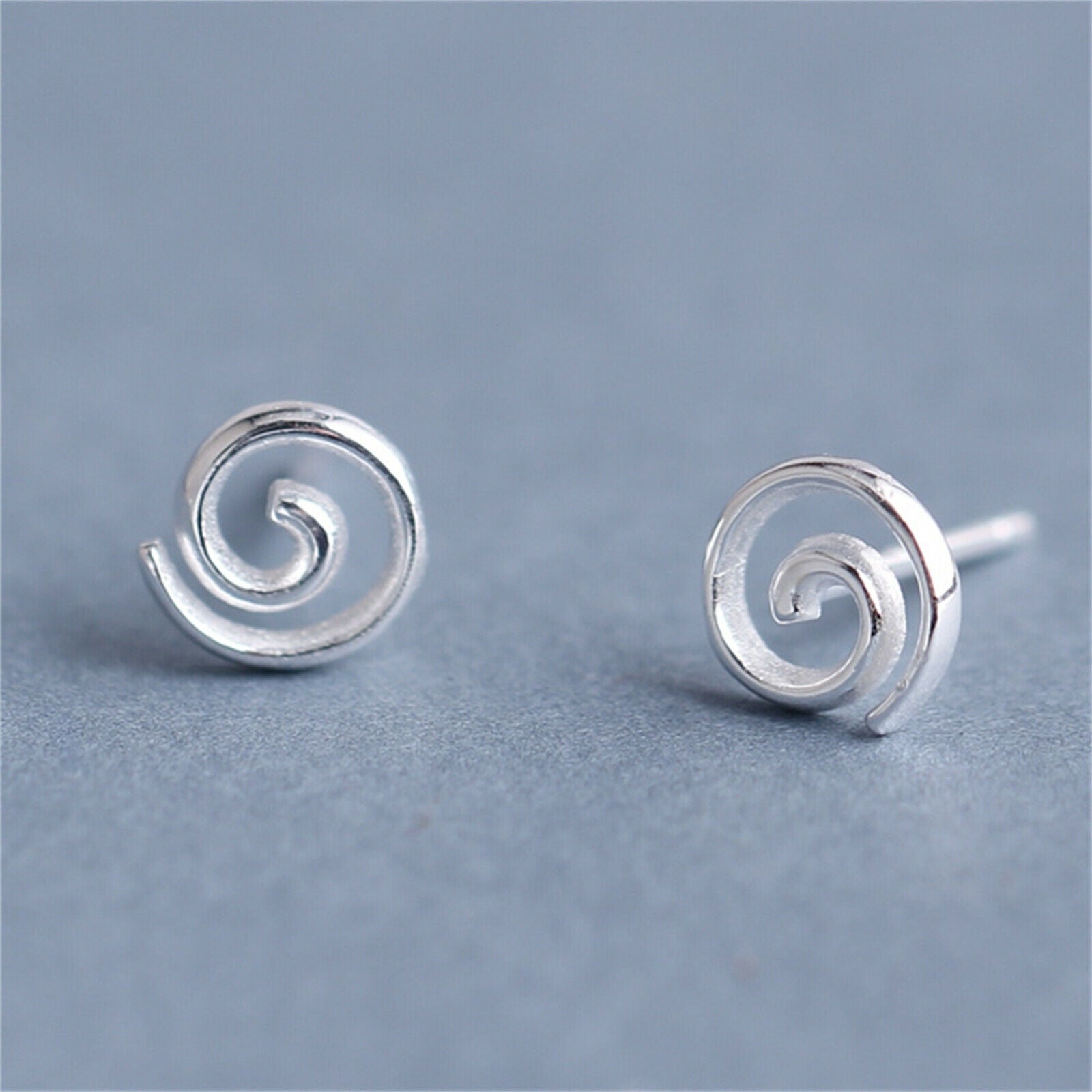 Sterling Silver Circle Circular Spiral Swirl Round Dot Stud Earrings - sugarkittenlondon