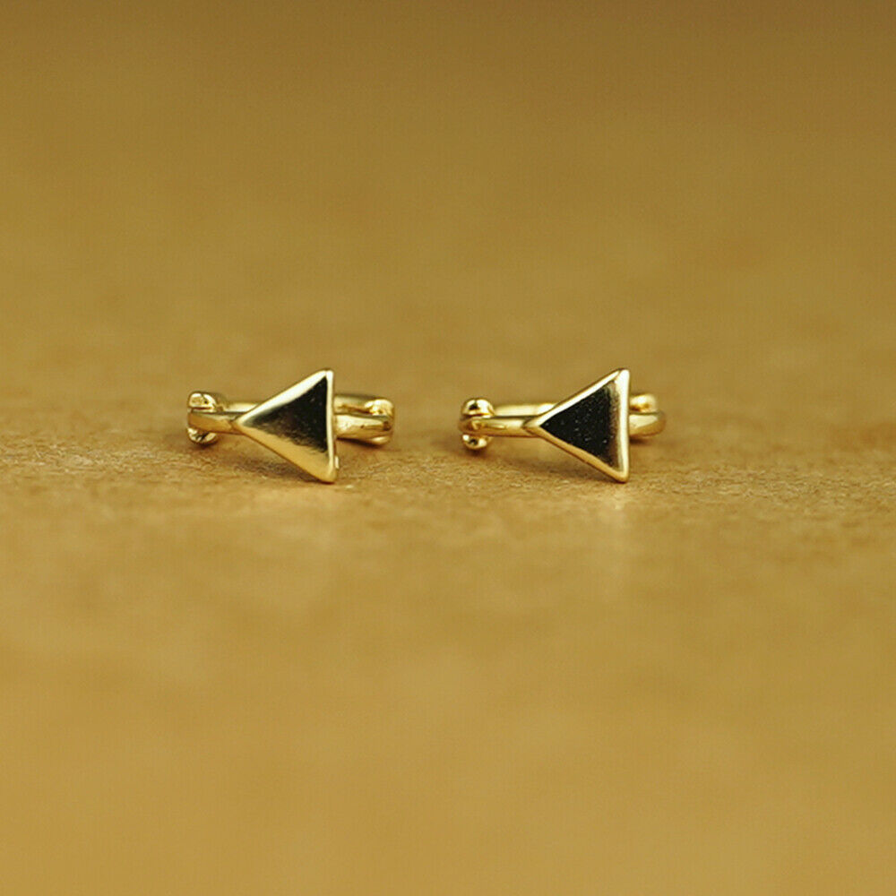 18K Gold Hinged Hoop Earrings with Mini Star, Square, and Triangle Shapes - sugarkittenlondon