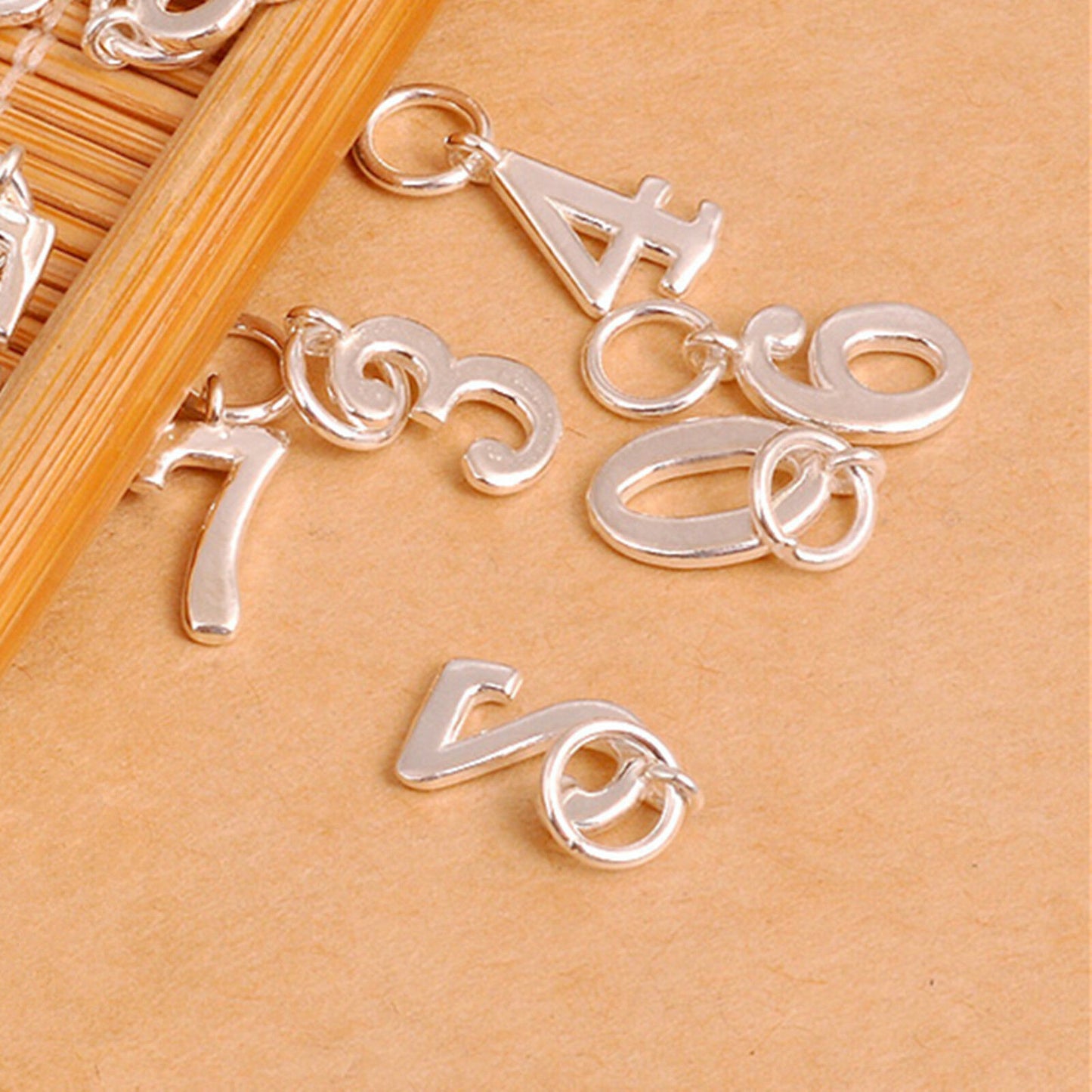 Sterling Silver Number Charms (0-9) DIY Age Birthday Gift Pendant - sugarkittenlondon