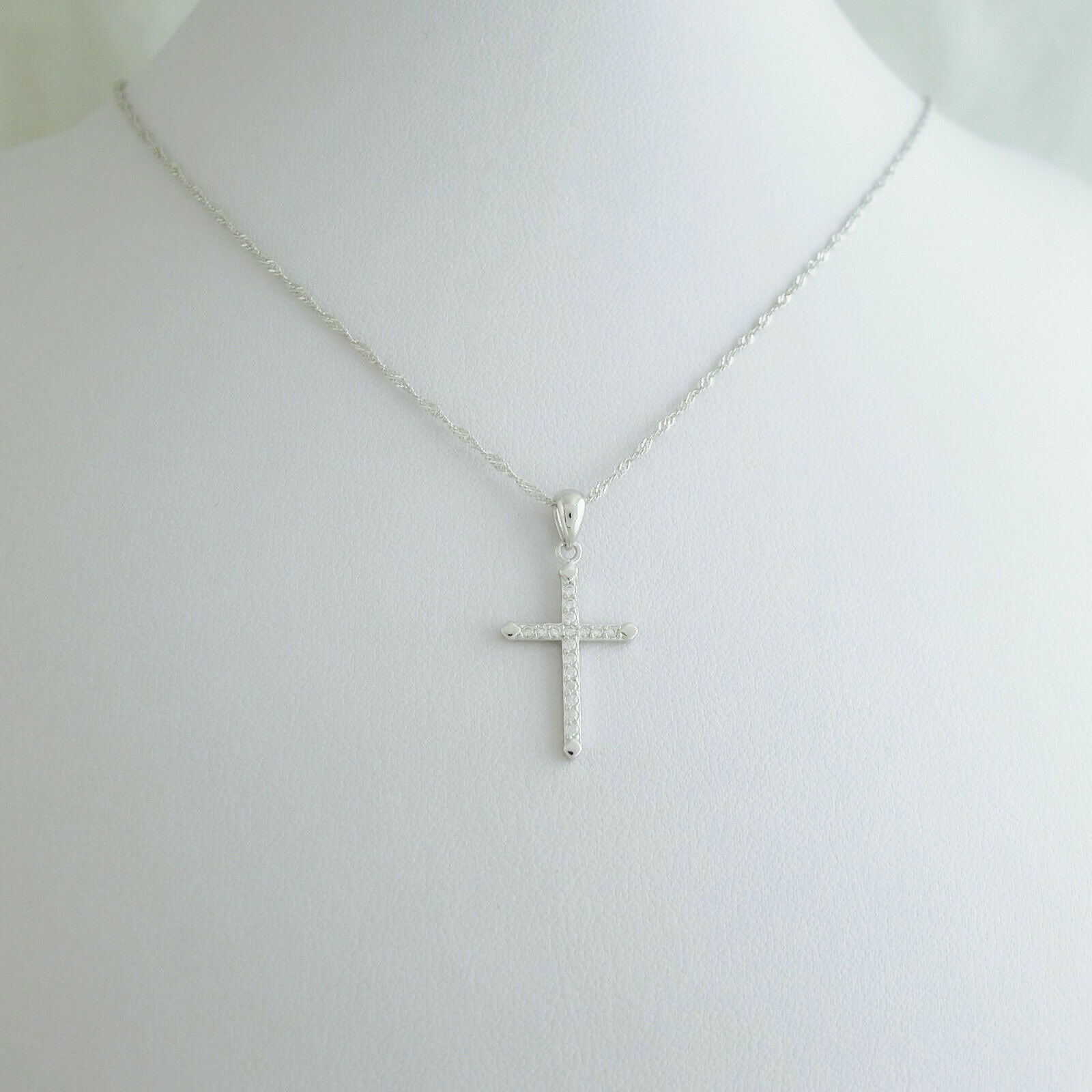 Sterling Silver Passion Cross Pointed Cross Paved CZ Pendant Necklace - sugarkittenlondon