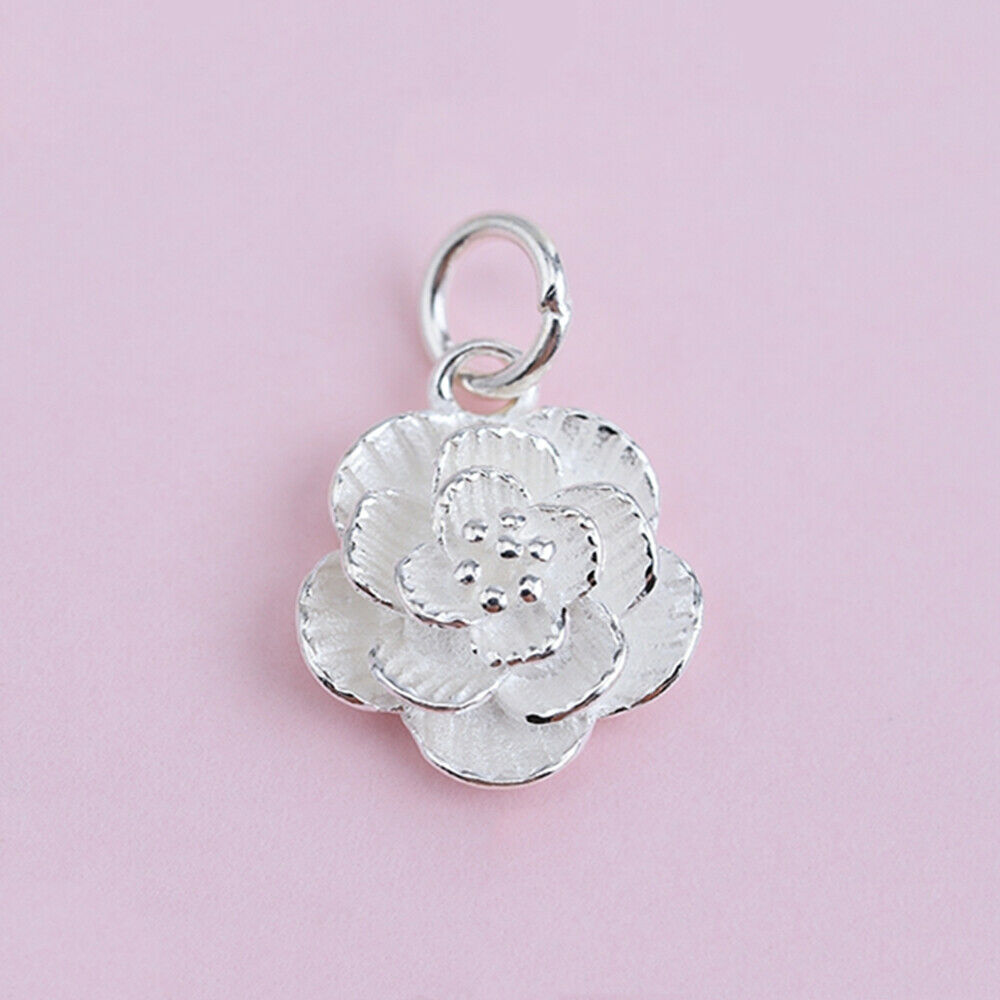 Sterling Silver Cherry Peach Lotus Flower Charm for Necklace or Bracelet - sugarkittenlondon