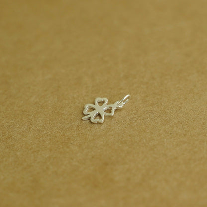 2 Sterling Silver Mini Lucky Clover Shamrock Plain Charms Pendants Boxed - sugarkittenlondon