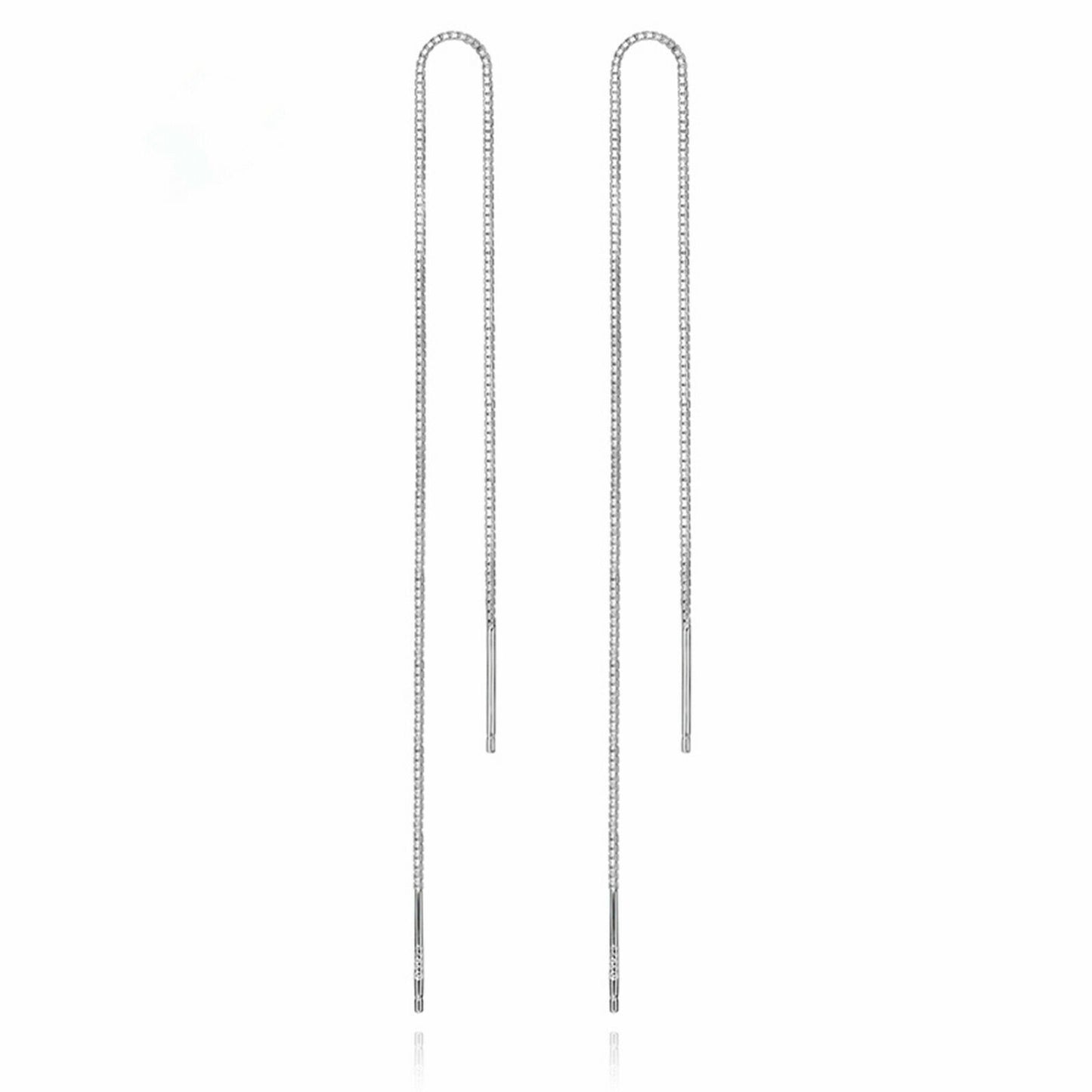 Sterling Silver 16 - 22cm Mid Long Pull Through Threader Drop Dangle Earrings - sugarkittenlondon