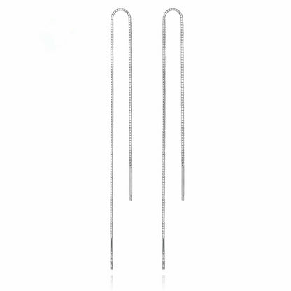 Sterling Silver 16 - 22cm Mid Long Pull Through Threader Drop Dangle Earrings - sugarkittenlondon