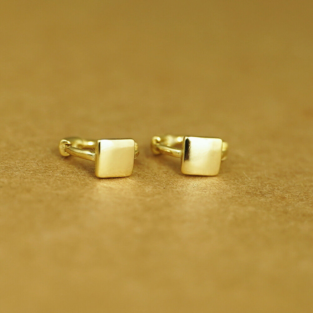 18K Gold Hinged Hoop Earrings with Mini Star, Square, and Triangle Shapes - sugarkittenlondon