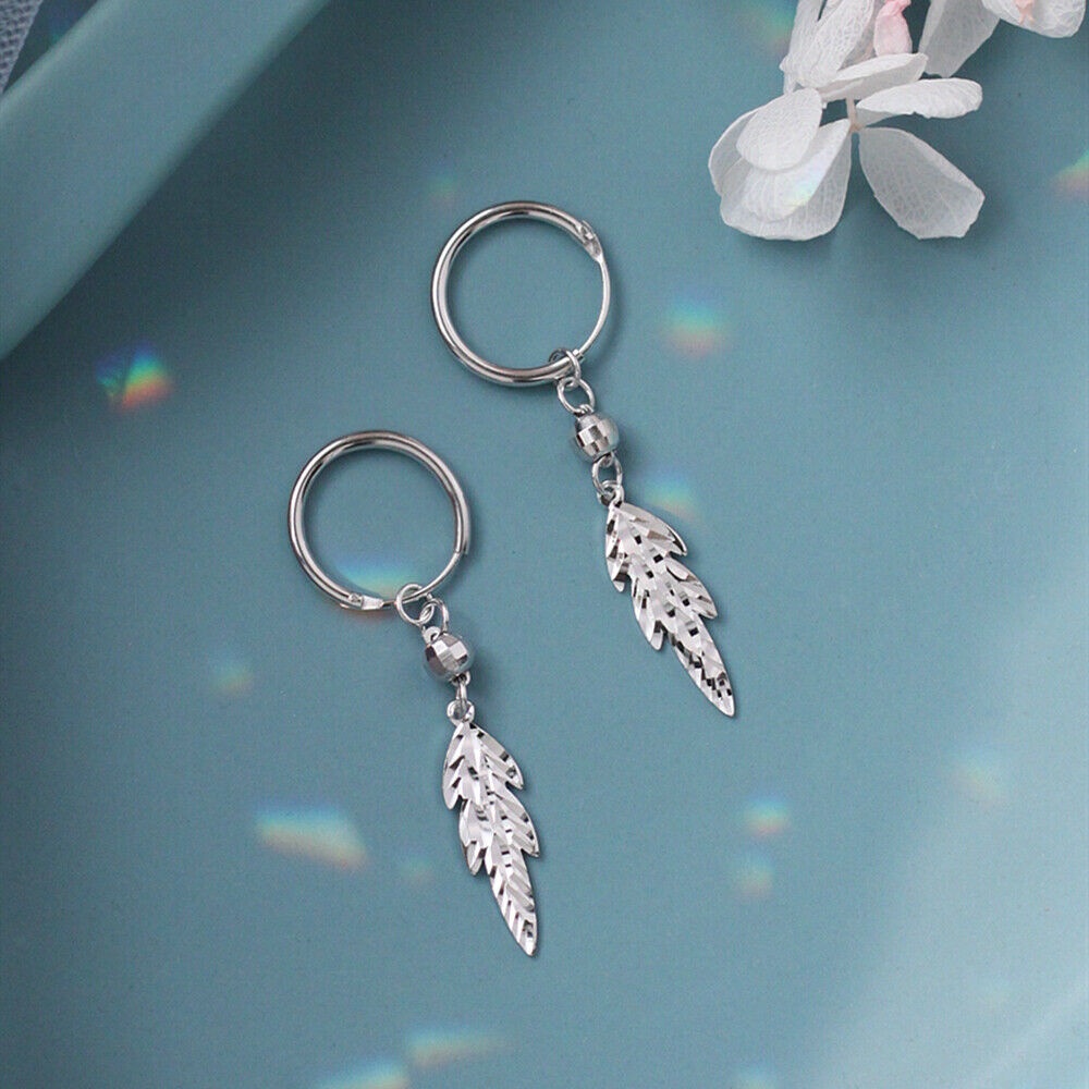 Sterling Silver Long Sleeper Leaf Drop Earrings with Disco Balls - sugarkittenlondon