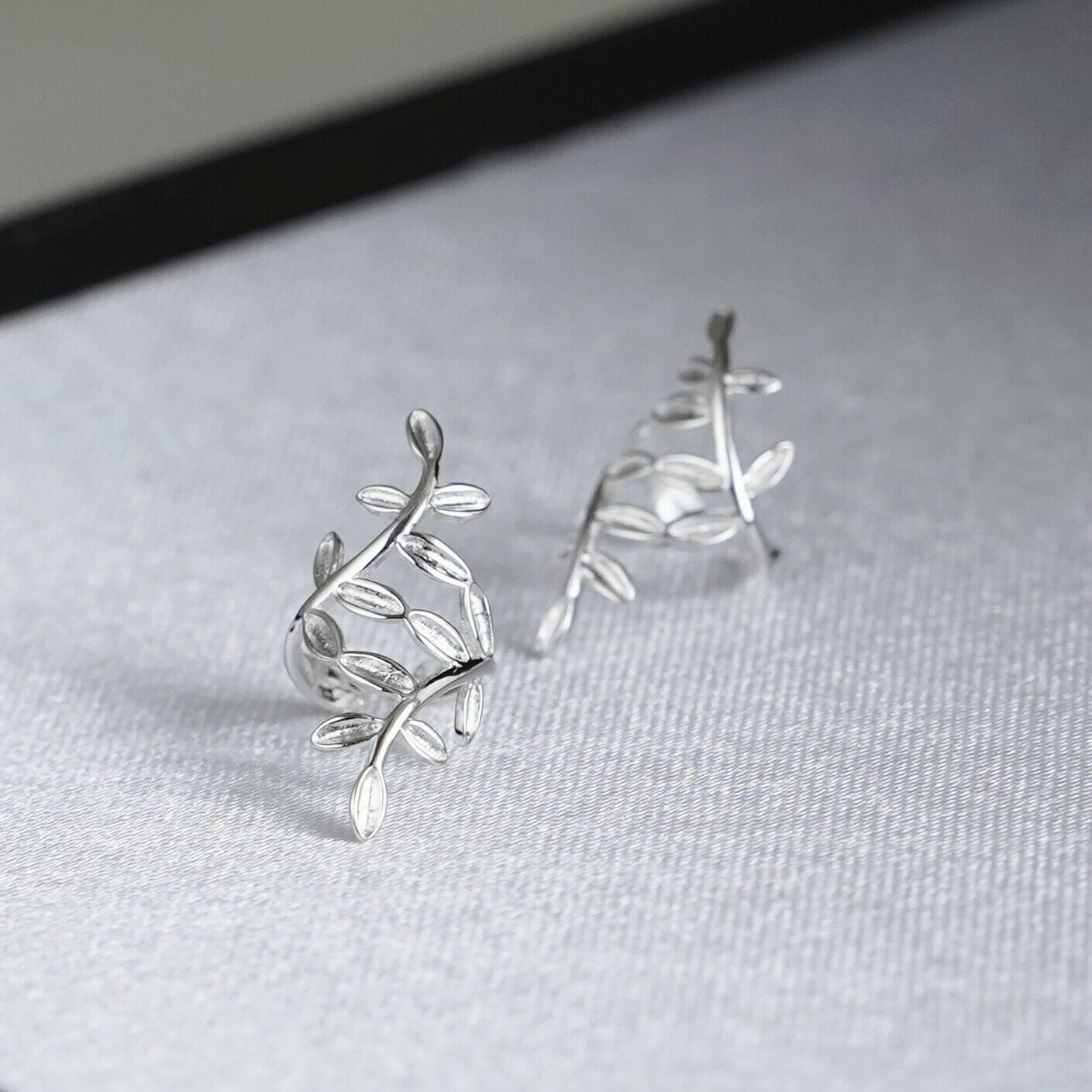 Sterling Silver Wrap Cuff Earring | No Piercing Leaves Earring - sugarkittenlondon