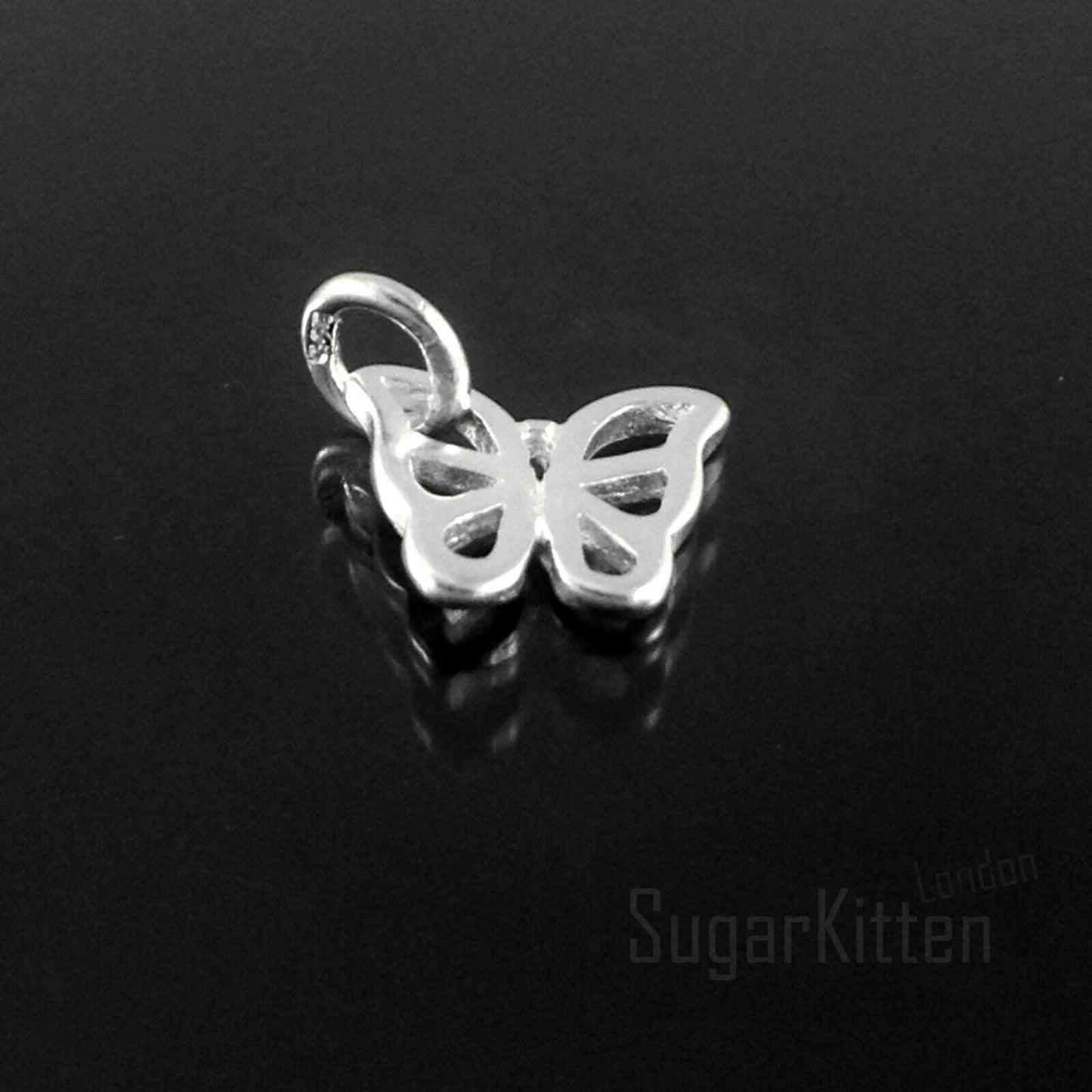 Sterling Silver Hollow Butterfly Pendant Charm for Necklace Bracelet - sugarkittenlondon