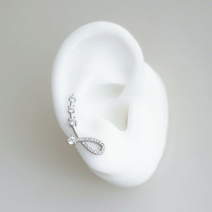 Sterling Silver Music Note Love Arrow CZ Cuff Climber Crawler Earrings - sugarkittenlondon