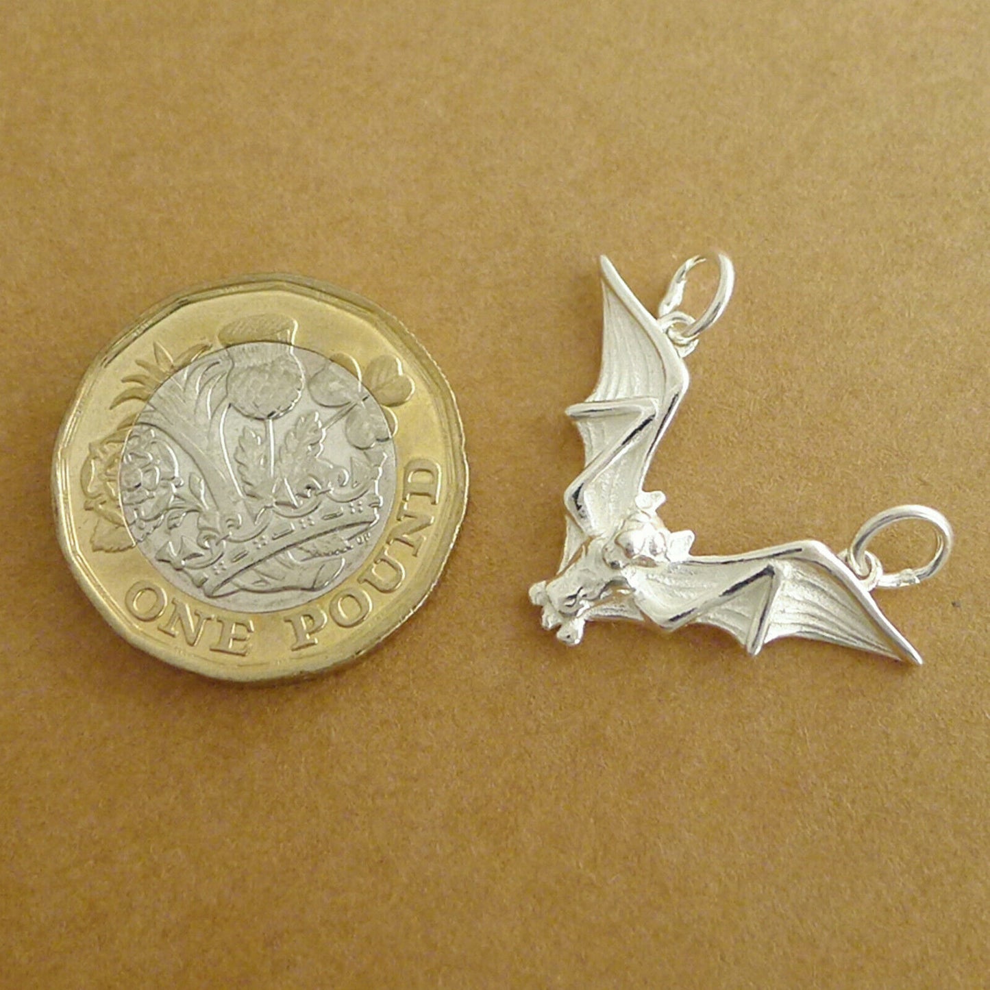 Sterling Silver Flying Bat Gothic Feather Wing Halloween Connector Charm Pendant - sugarkittenlondon