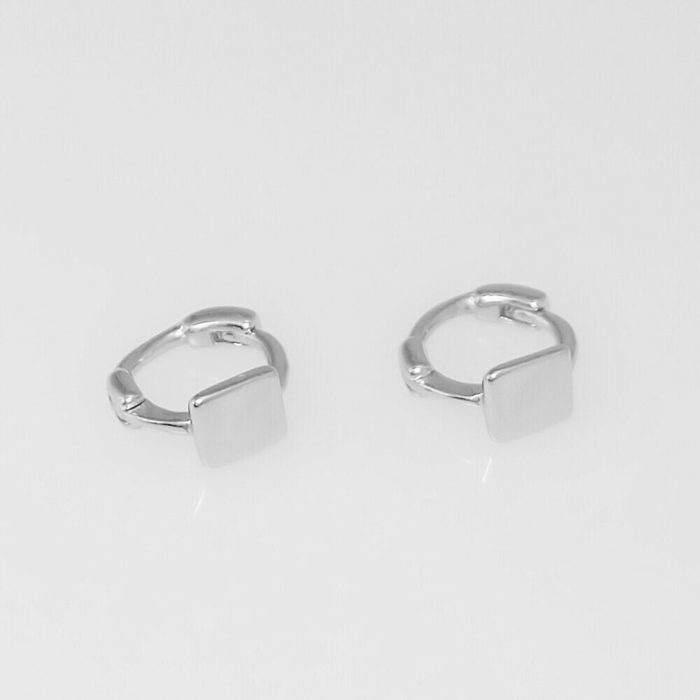 Sterling Silver Mini Hoop Plain Star Square Triangle Huggie Hinged Earrings - sugarkittenlondon