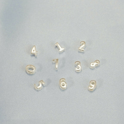 Sterling Silver Mini 0 - 9 Number Sliding Spacer Charm Beads Boxed - sugarkittenlondon