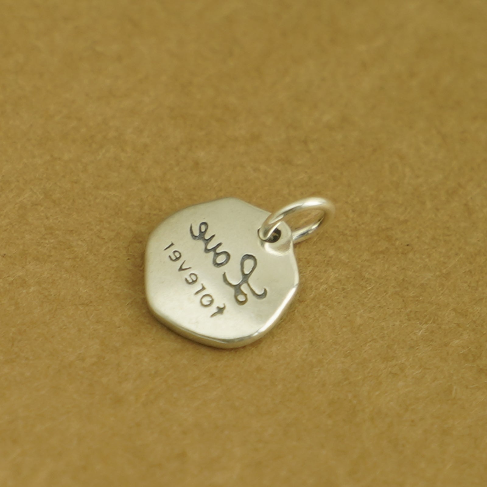 Sterling Silver Solid Irregular Hexagon Concavo-Convex Love Forever Tag Pendant - sugarkittenlondon