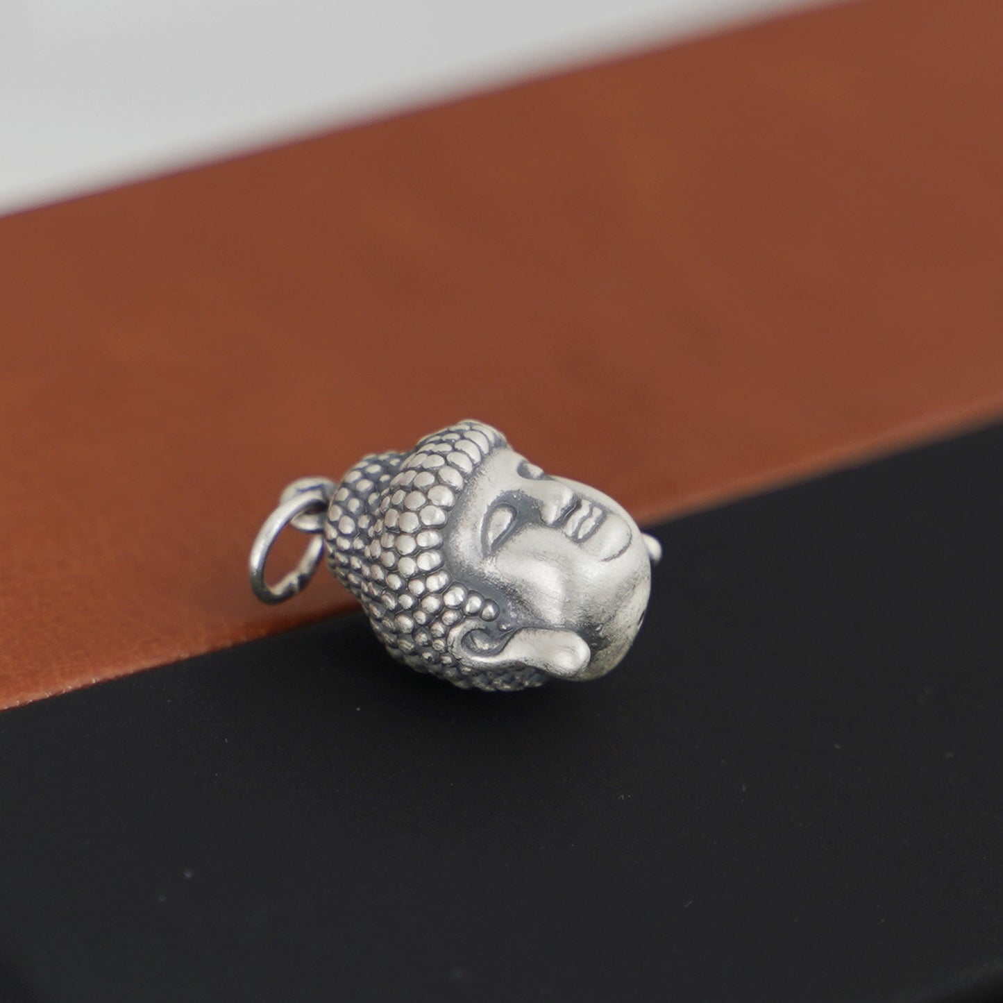 Trendy Hollow 3D Buddha Head Necklace & Bracelet - 999 Fine Silver Oxidized - sugarkittenlondon