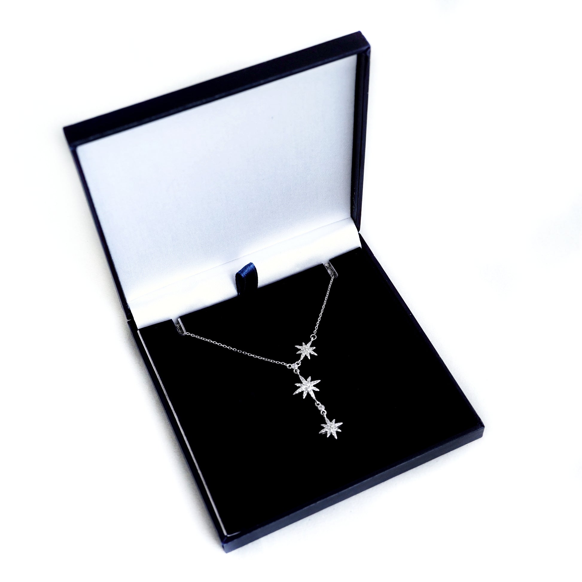 Slimline Dark Blue Leatherette Necklace Jewellery Presentation Display Box Case - sugarkittenlondon