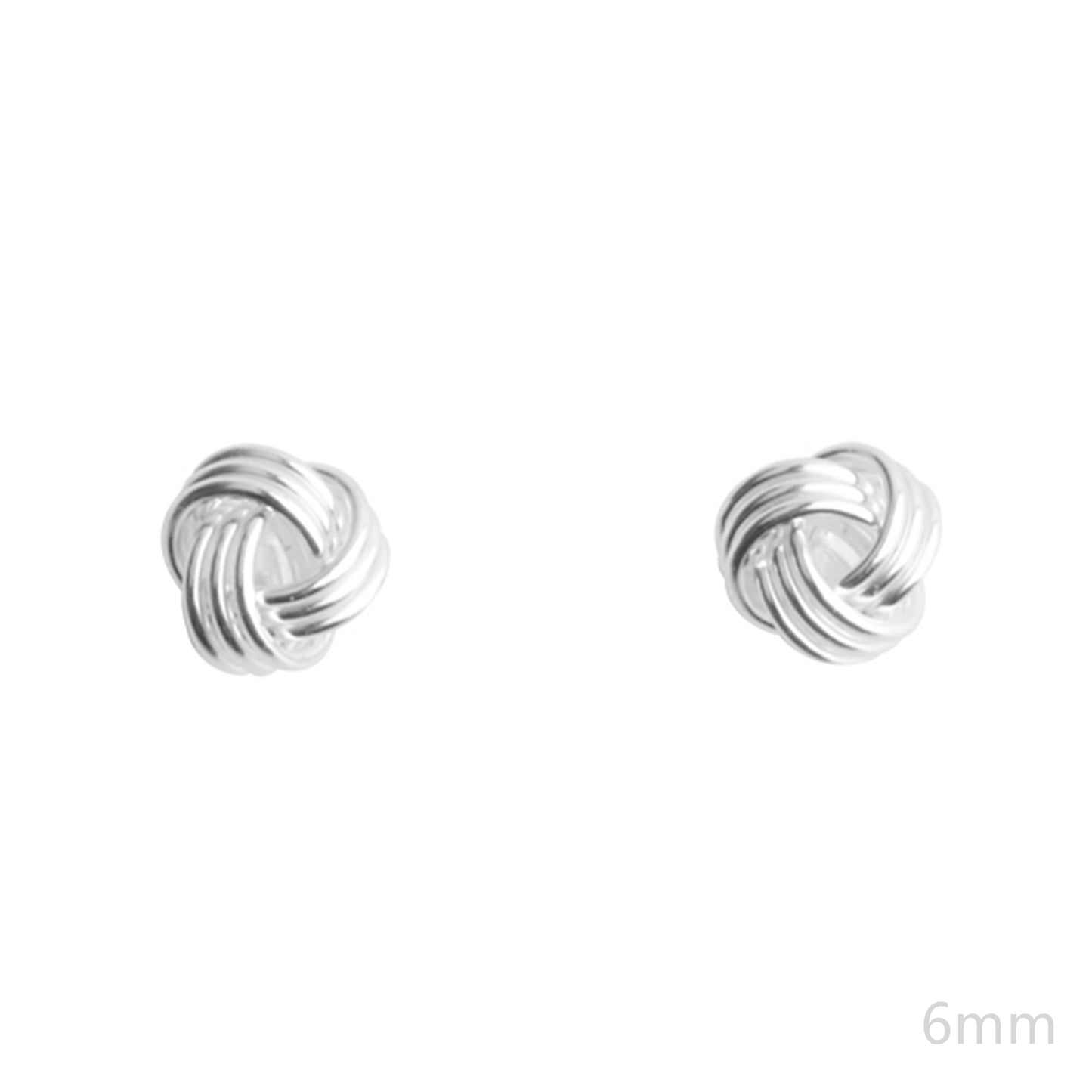 Sterling Silver Twisted Wool Knot Stud Earrings in 3-7mm Sizes - sugarkittenlondon