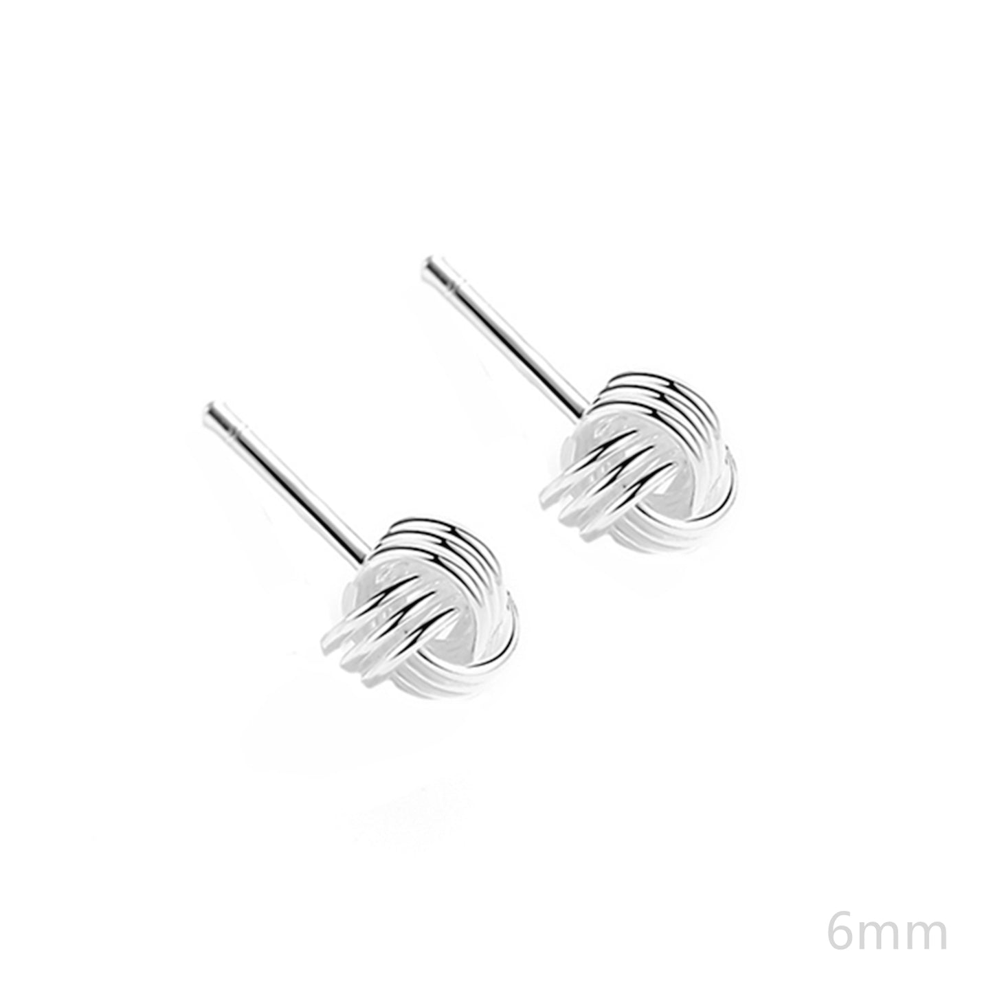 Sterling Silver Twisted Wool Knot Stud Earrings in 3-7mm Sizes - sugarkittenlondon