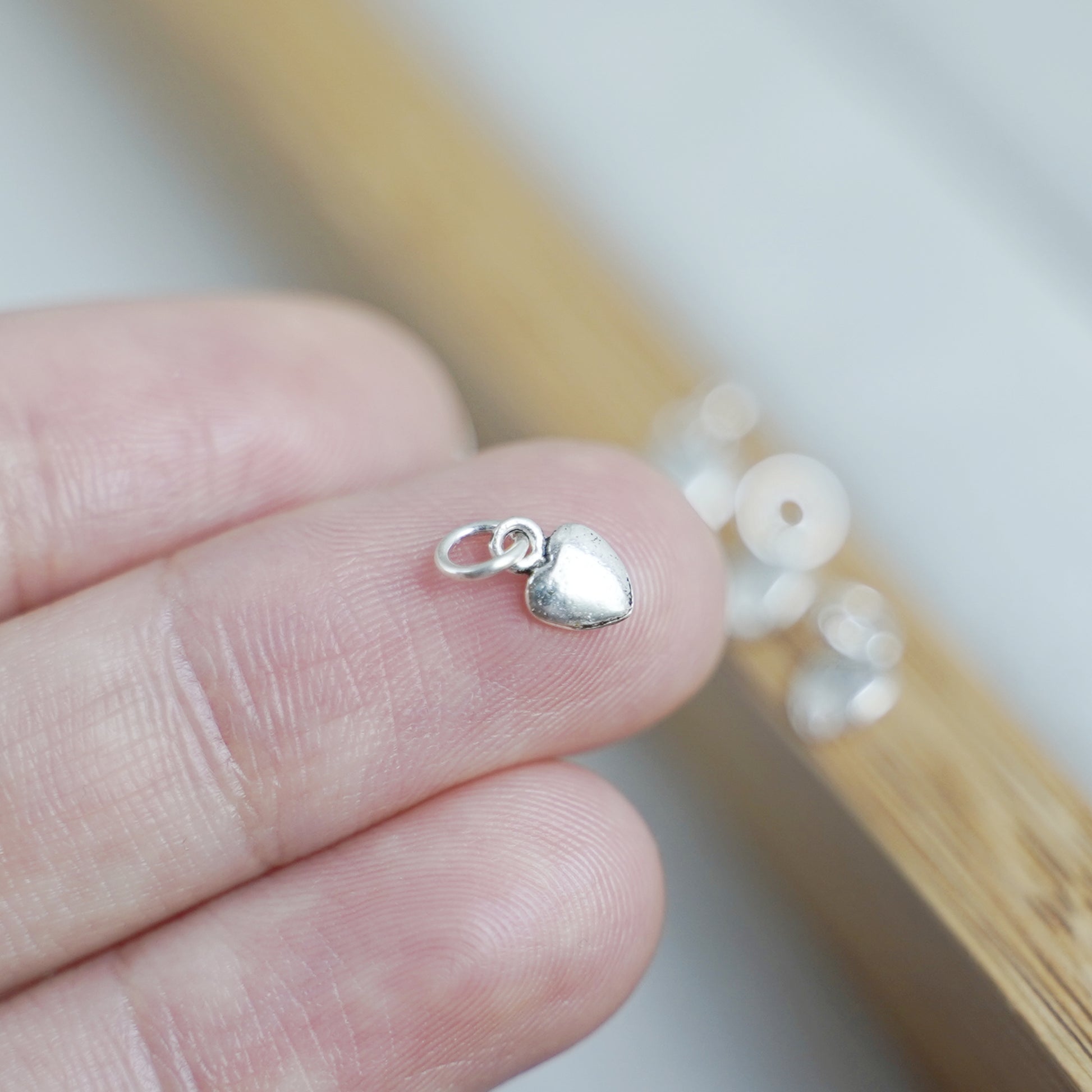 Sterling Silver Oxidized Tiny 3D Puffed Plain Love Heart Pendants Charms 4Pcs - sugarkittenlondon