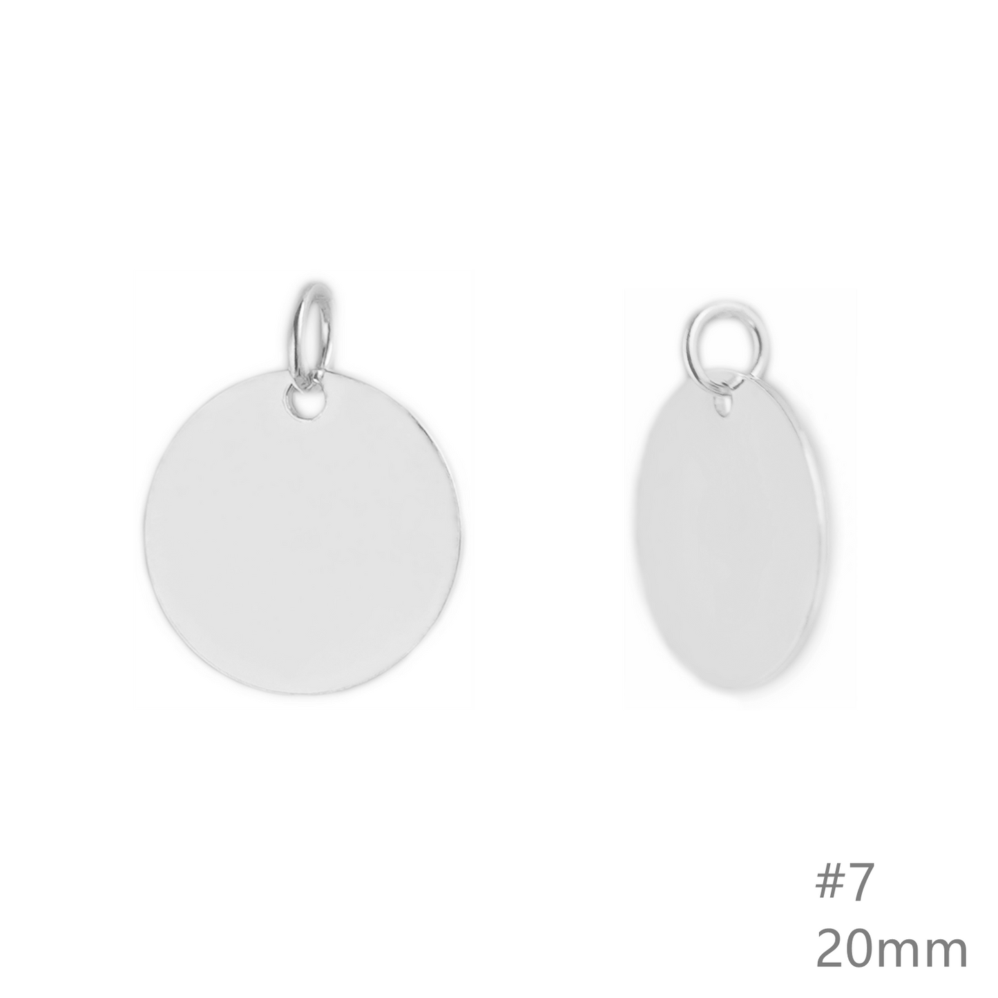 Sterling Silver Solid Pendant - Round Circle Disc, 8 - 20mm - sugarkittenlondon