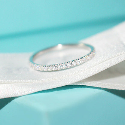 Sterling Silver Full Eternity 1.5mm Pave Set CZ Crystal Stacking Ring I - Q - sugarkittenlondon