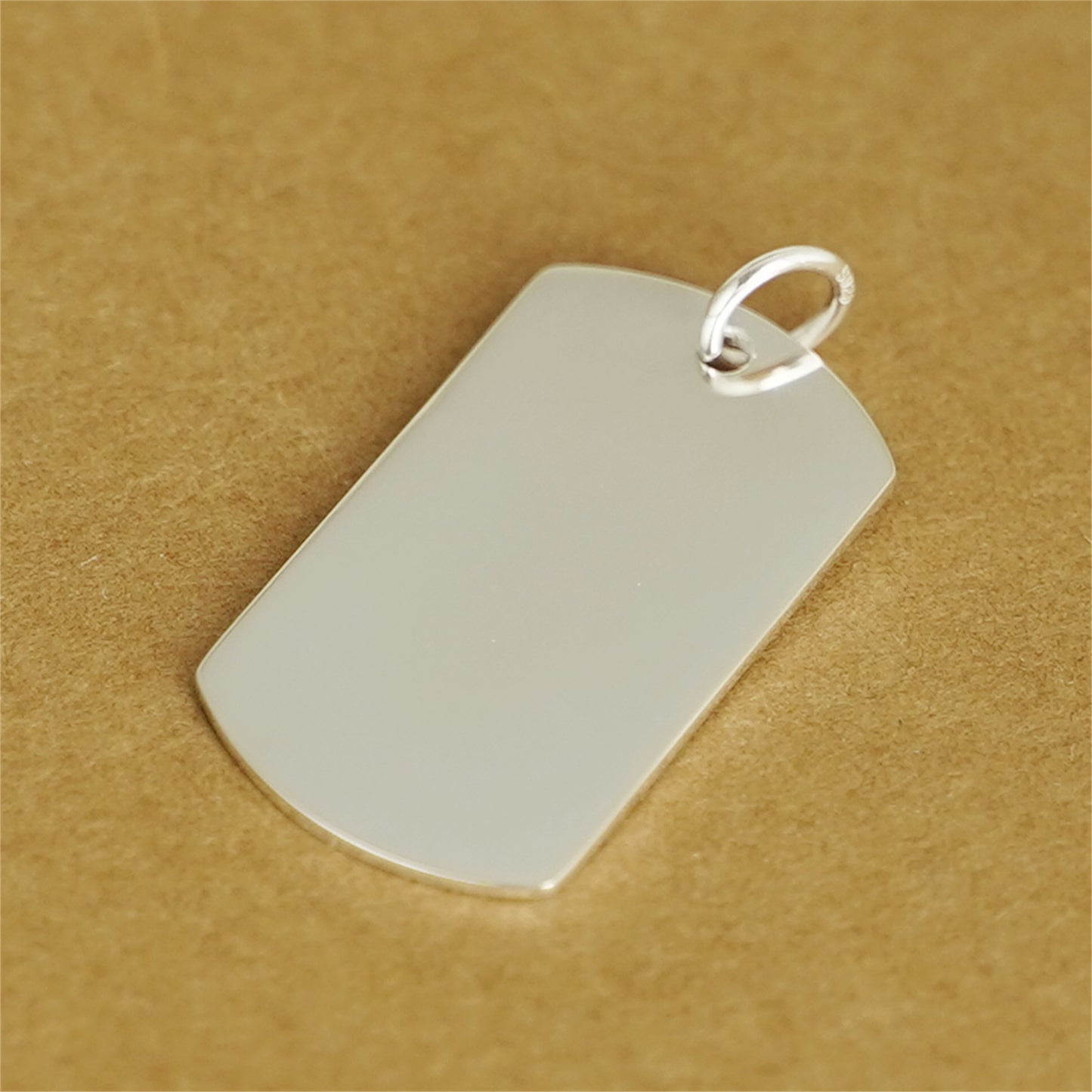 Sterling Silver Plain Polished Dog Tag Charm Pendant 18 * 36mm 7g - sugarkittenlondon