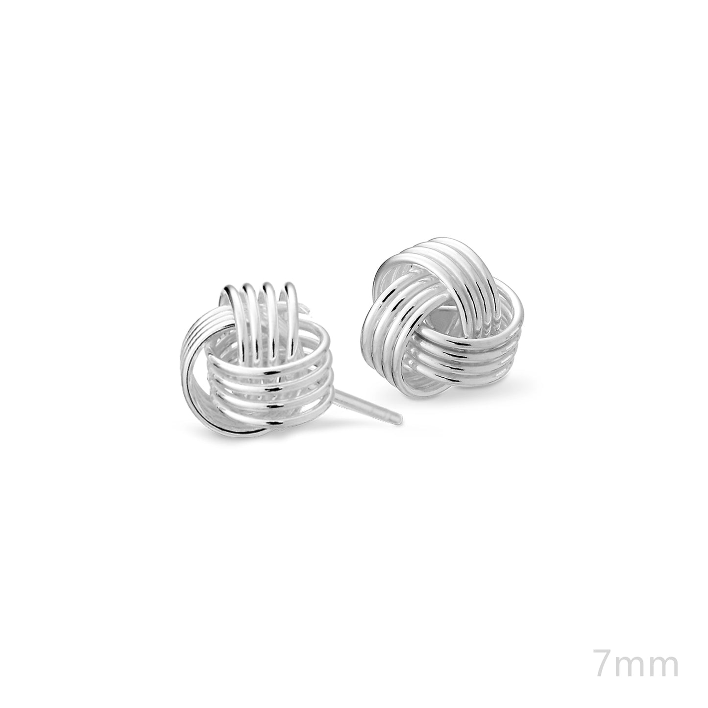 Sterling Silver Twisted Wool Knot Stud Earrings in 3-7mm Sizes - sugarkittenlondon