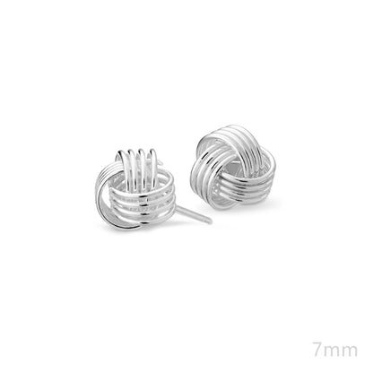 Sterling Silver Twisted Wool Knot Stud Earrings in 3-7mm Sizes - sugarkittenlondon