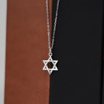 Sterling Silver 11mm Hollow Six Pointed Star Hex Star of David Charm Pendant - sugarkittenlondon
