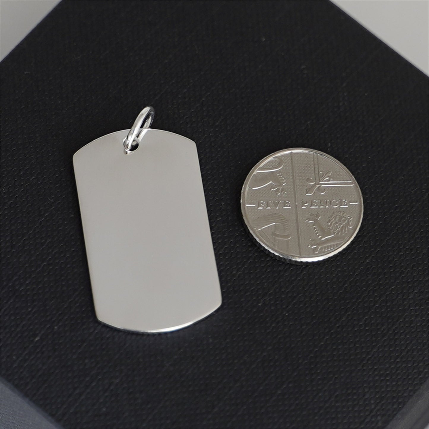 Sterling Silver Plain Polished Dog Tag Charm Pendant 18 * 36mm 7g - sugarkittenlondon