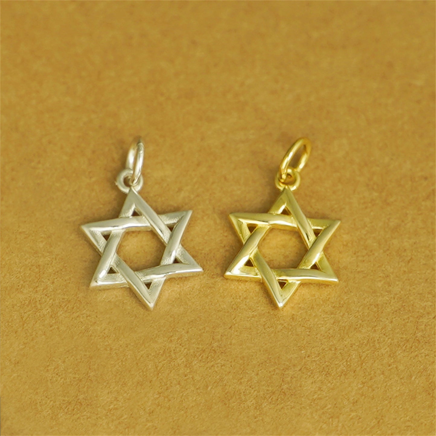 Sterling Silver 11mm Hollow Six Pointed Star Hex Star of David Charm Pendant - sugarkittenlondon