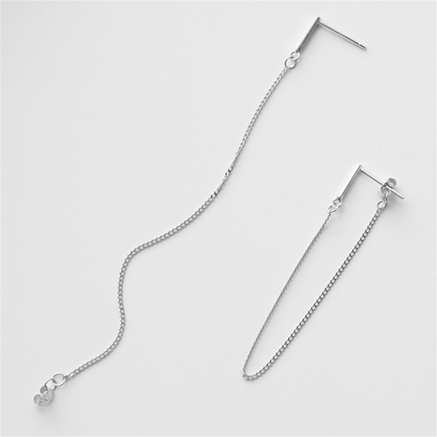 Gold on Sterling Silver Asymmetrical Line Bar Chain Biker Drop Jacket Earrings - sugarkittenlondon