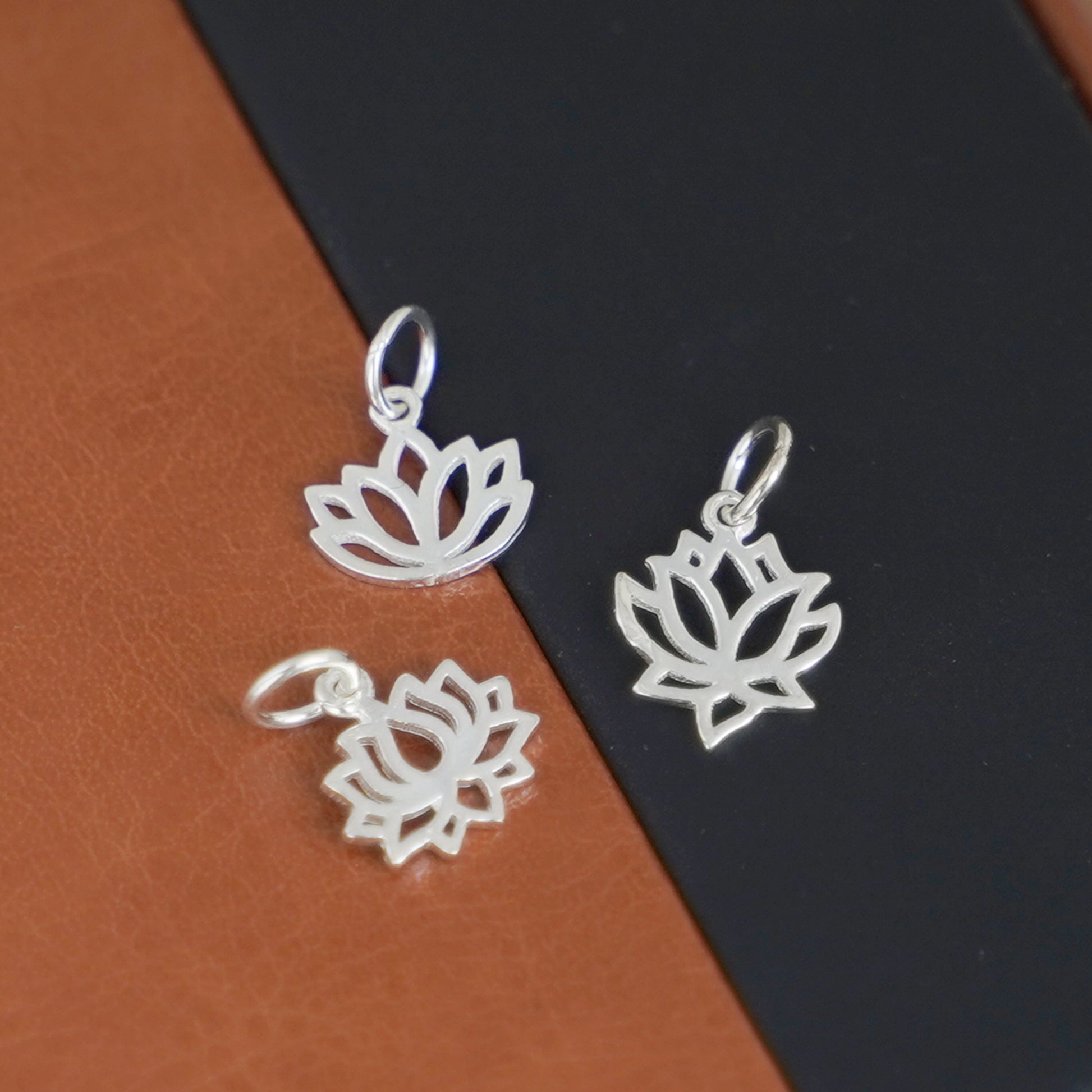 Sterling Silver Lotus Flower Yoga Zen Namaste Charm Pendants - sugarkittenlondon