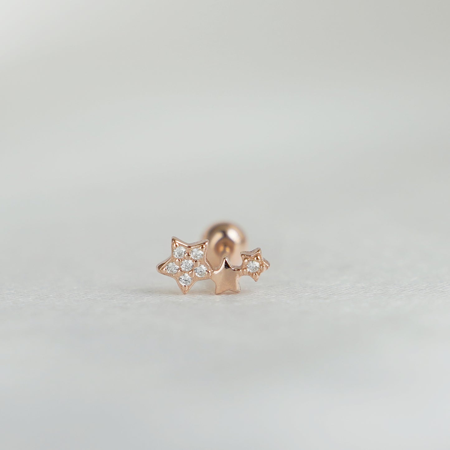 925 Cubic Zirconia Star Bead Ball Screw Back Stud Earrings in Rose Gold Sterling Silver - sugarkittenlondon