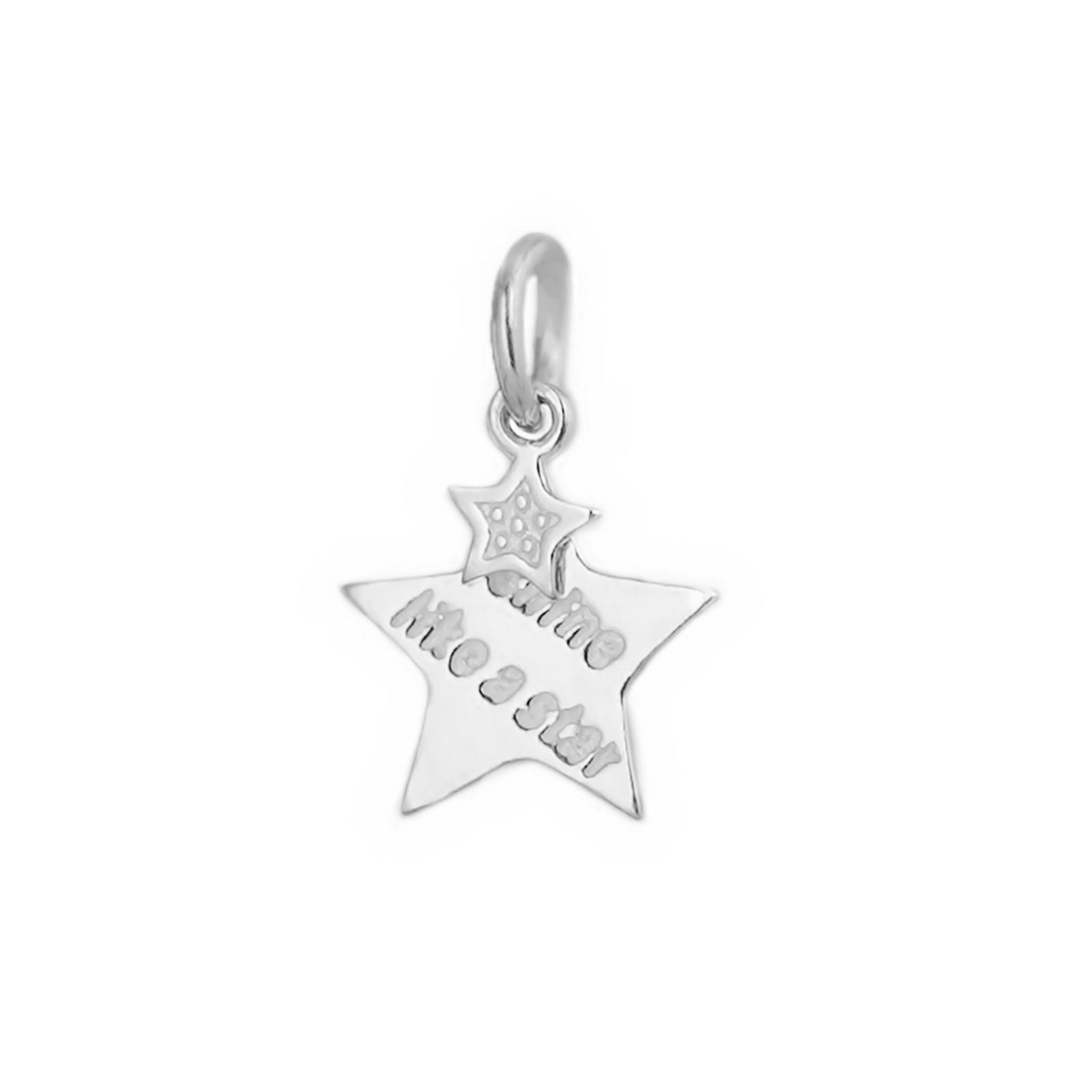 Sterling Silver Double Girls Lucky SHINE LIKE A STAR Necklace Charm Pendant - sugarkittenlondon