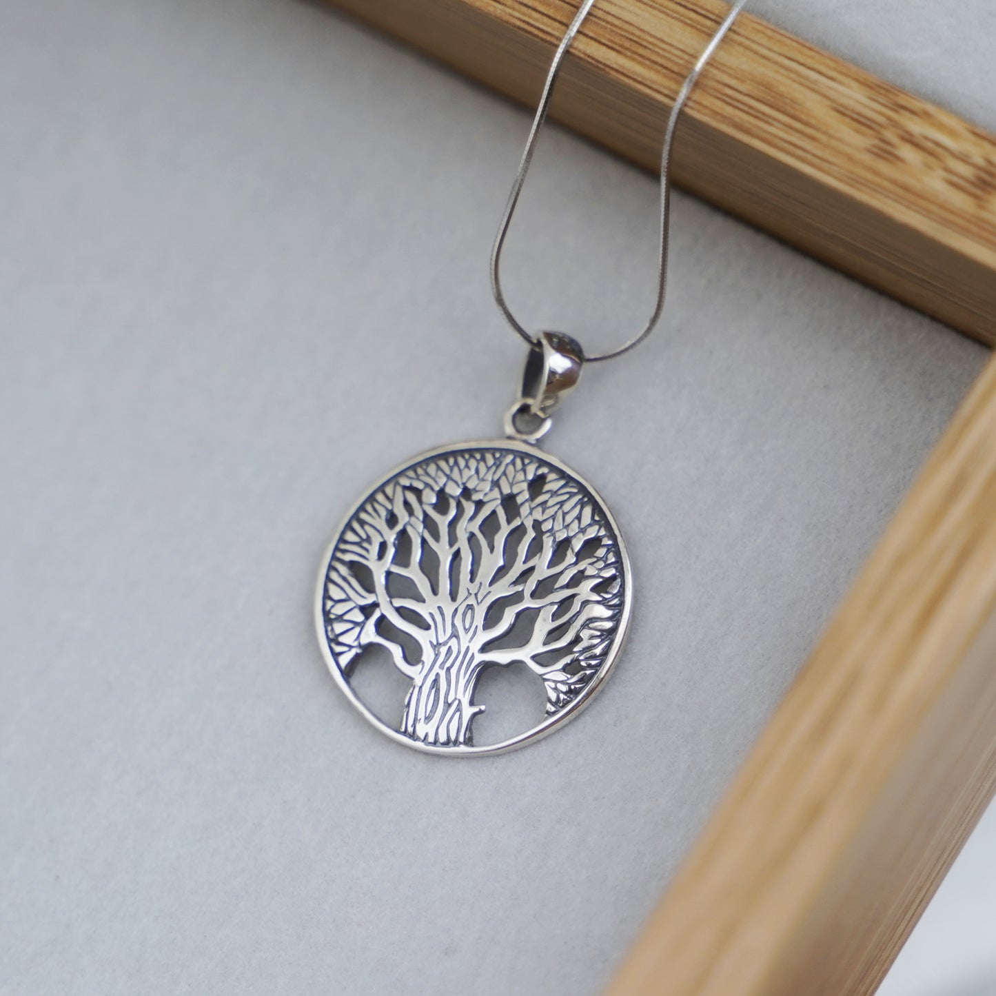 Sterling Silver Oxidized Filigree Tree Of Life Circle Dome Pendant 25mm - sugarkittenlondon