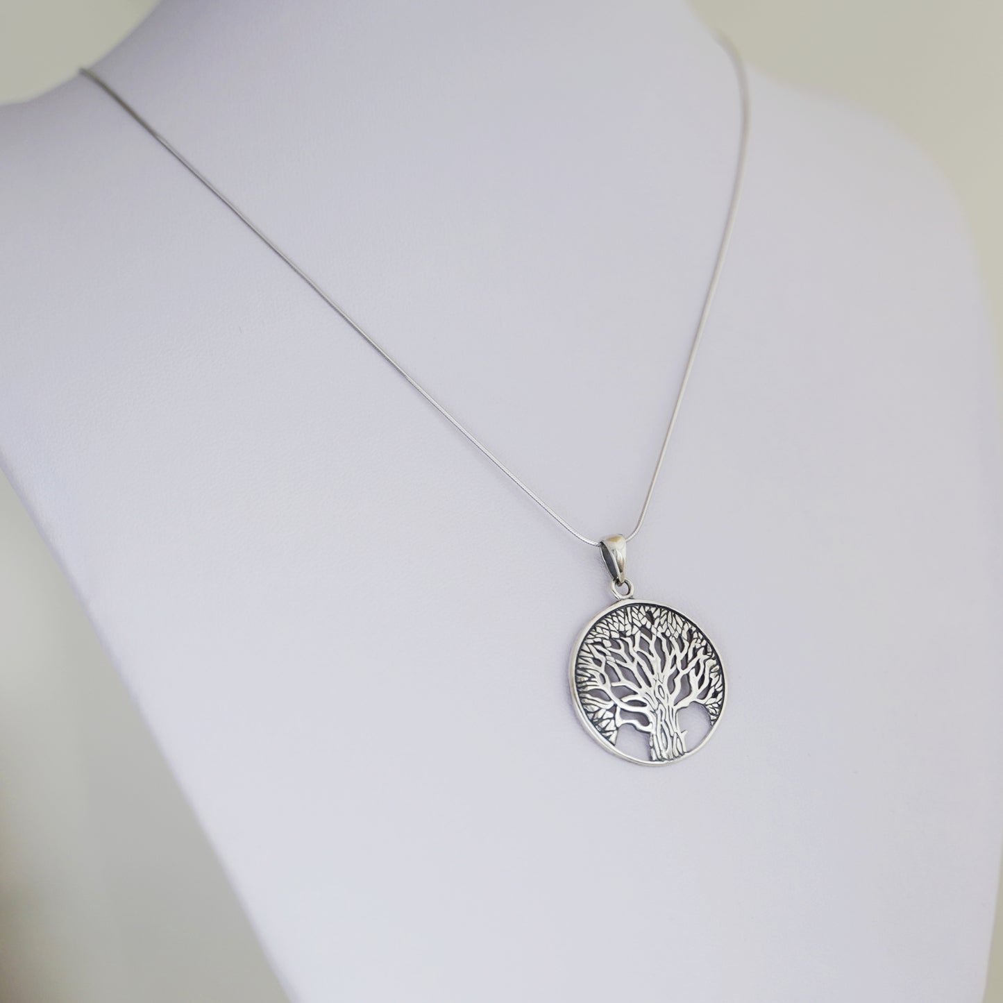 Sterling Silver Oxidized Filigree Tree Of Life Circle Dome Pendant 25mm - sugarkittenlondon