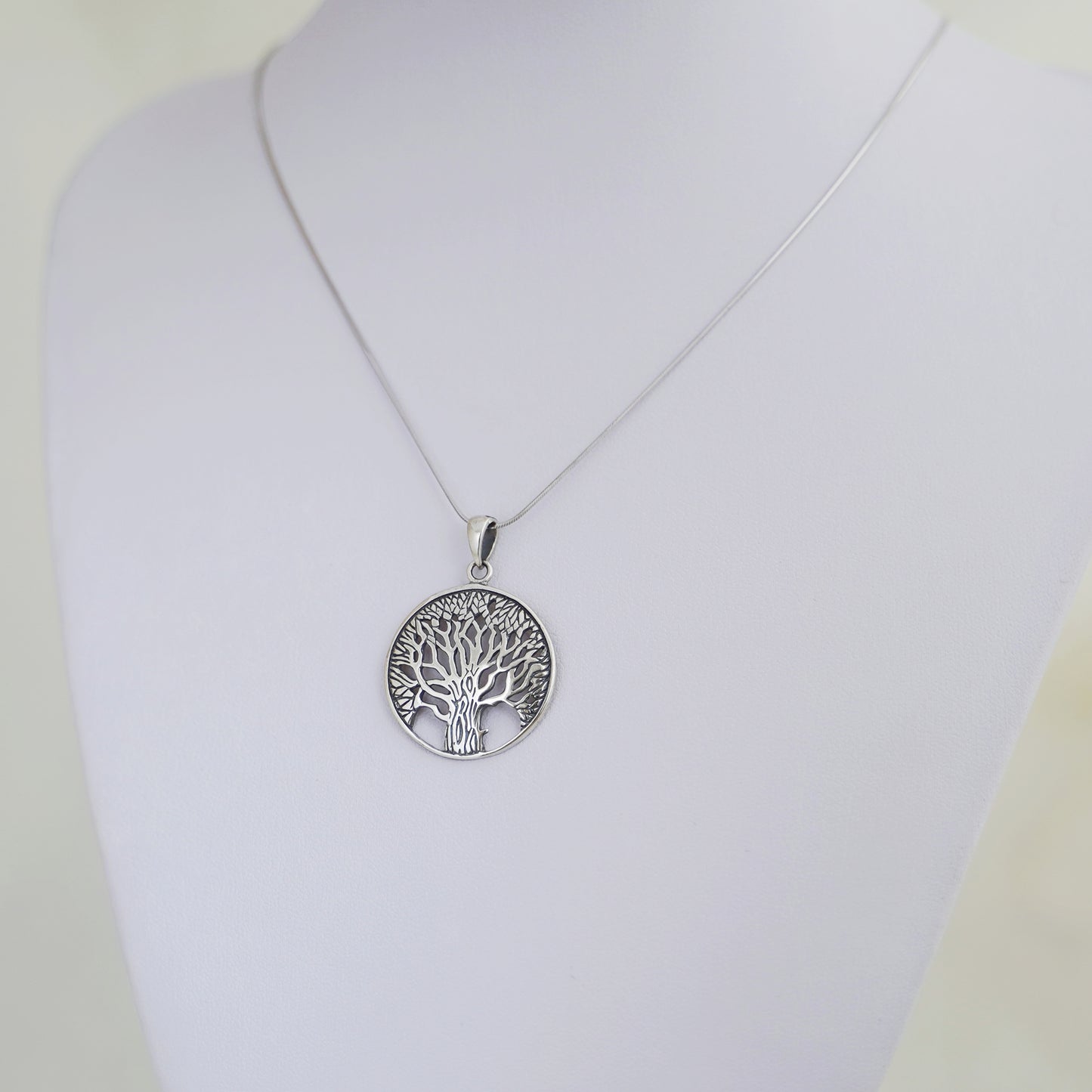 Sterling Silver Oxidized Filigree Tree Of Life Circle Dome Pendant 25mm - sugarkittenlondon