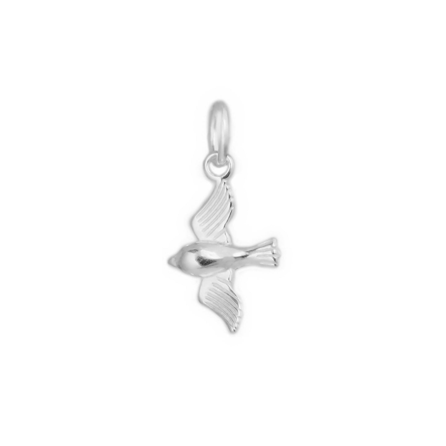 Sterling Silver Little 3D Shiny Flying Bird Pendant Charm Necklace Bracelet - sugarkittenlondon