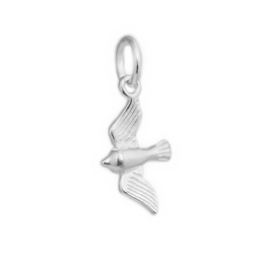 Sterling Silver Little 3D Shiny Flying Bird Pendant Charm Necklace Bracelet - sugarkittenlondon