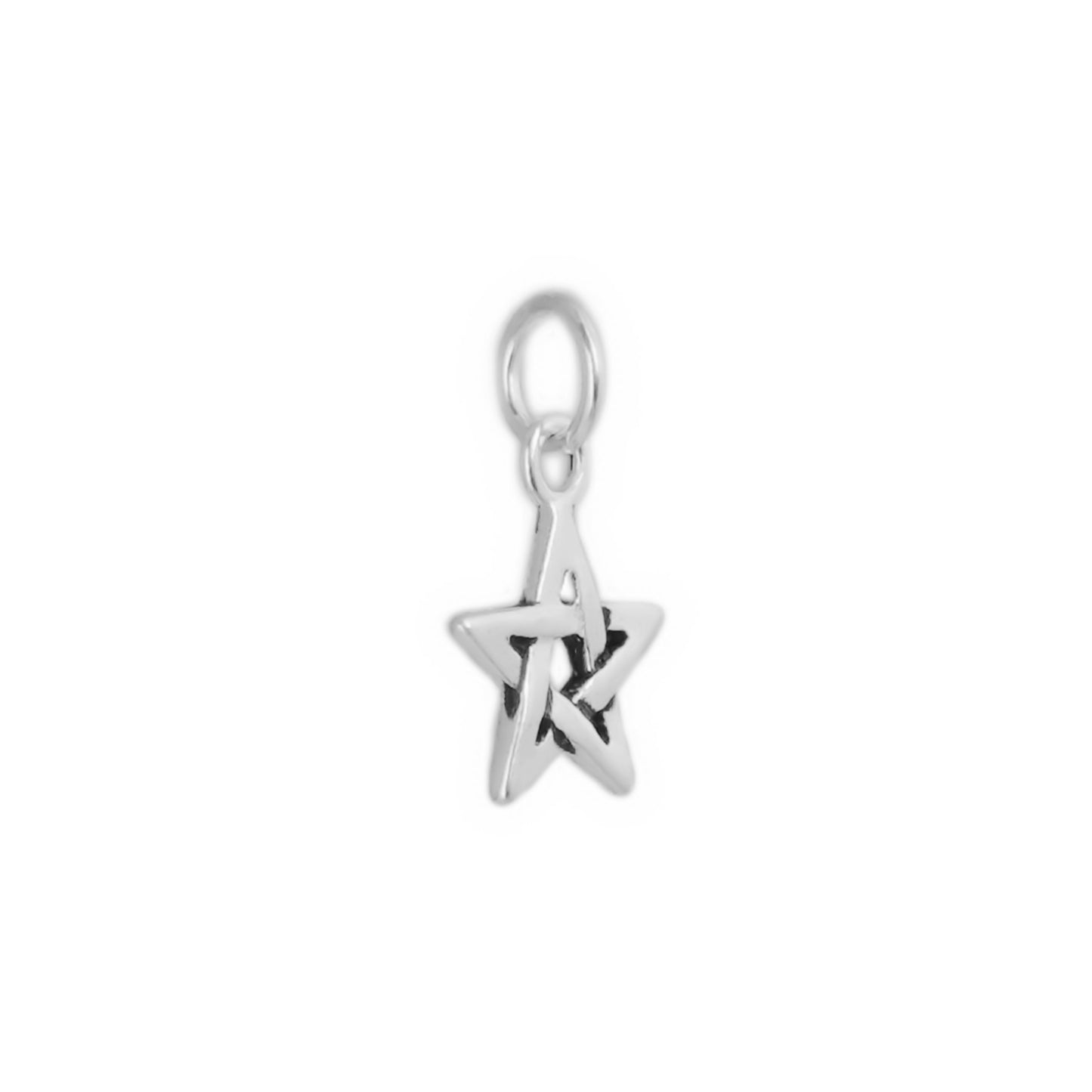 Sterling Silver Hollow Lucky Star Pendant for Necklace or Bracelet - sugarkittenlondon